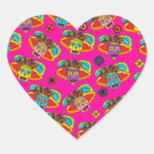 Sticker Cœur Crâne de sucre Catrina