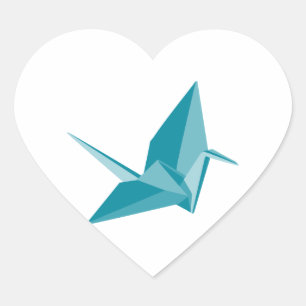 Sticker Cœur Crane Origami
