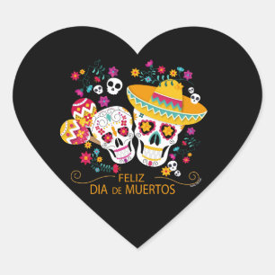 Sticker Cœur Crânes et fleurs à sucre du Parti