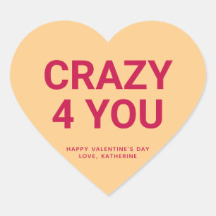 Sticker Cœur Crazy 4 you mignon fun Valentine's Day conversatio