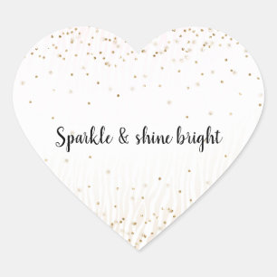 Sticker Cœur Crème blanche floue Zebra Gold Confetti Sparkle