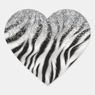 Sticker Cœur Crème or Parties scintillant brillante Zebra Print