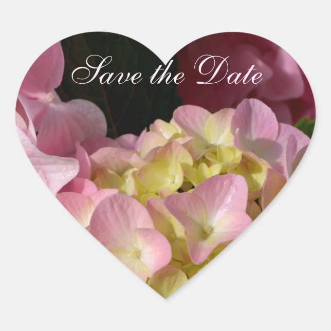 Sticker Cœur Crème rose Hydrangeas jaune rose vert floral (Devant)