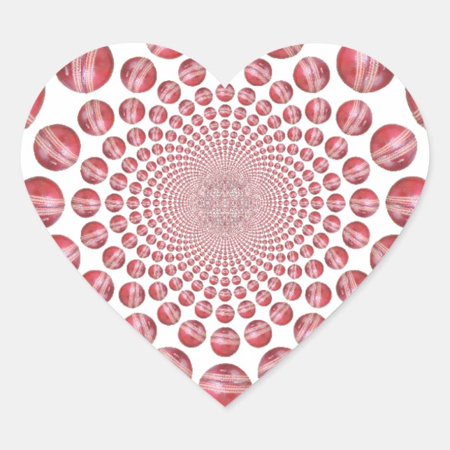 Sticker Cœur Crimson Vortex : Belle Balle de Cricket Rouge (Devant)