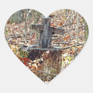 Sticker Cœur Croix dans les bois