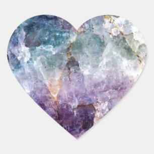 Sticker Cœur Crystal quartz Turquoise & Violet