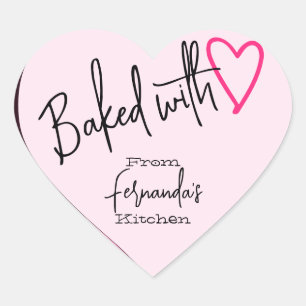 Sticker Cœur Cuisine Cuite Rose Chaud avec Amour Cuisine