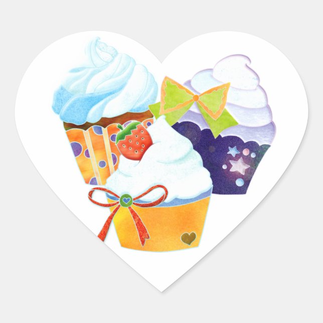 Sticker Cœur Cupcake Heaven Bakery (Devant)