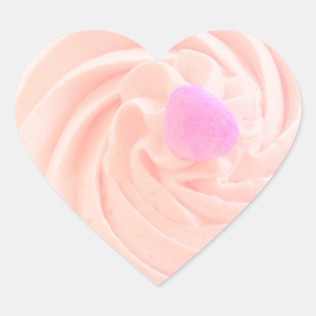 Sticker Cœur Cupcake rose gelé bonbon coeur mignon (Devant)