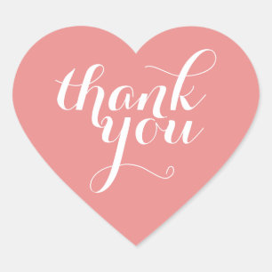 Sticker Cœur CUT MERCI HEART SEAL moderne corail simple