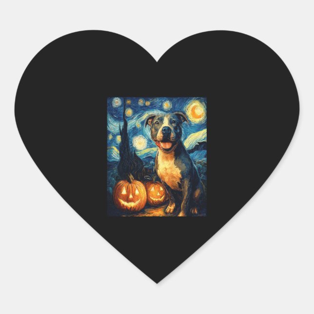 Sticker Cœur Cute American Staffordshire Terrier Chien Hallowee (Devant)