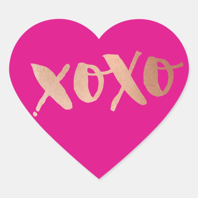 Sticker Cœur CUTE AMOUR XOXO COEUR rose moderne or rose clair (Devant)