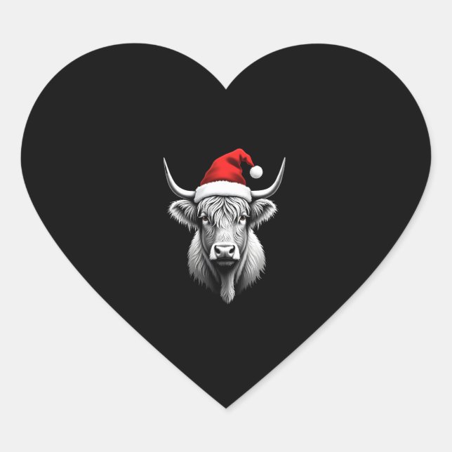 Sticker Cœur Cute Baby Highland Cow Christmas Santa Gifts Xmas  (Devant)
