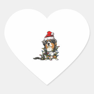 Sticker Cœur Cute berger australien Père Noël Christmas Tree Li