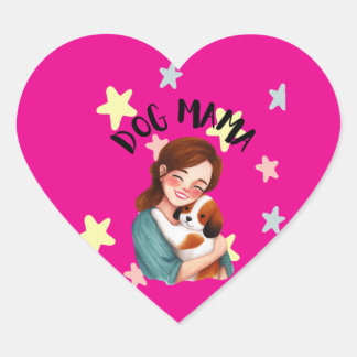 Sticker Cœur Cute dog mama 