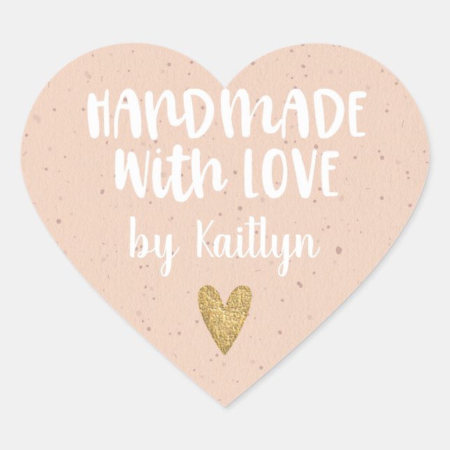 Sticker Cœur Cute Fait À La Main Avec Amour (Devant)