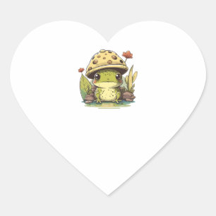 Sticker Cœur Cute Frog Avec Casquette Champignons, Cute Frogs K