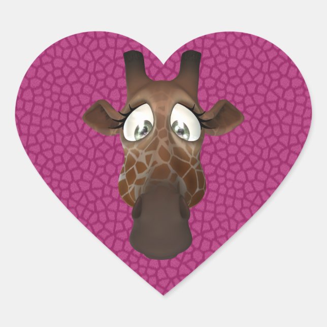 Sticker Cœur Cute Giraffe Face Rose Animal Fur Motif (Devant)