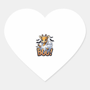 Sticker Cœur Cute Giraffe Ghost Boo Costume d'Halloween Zoo Lov