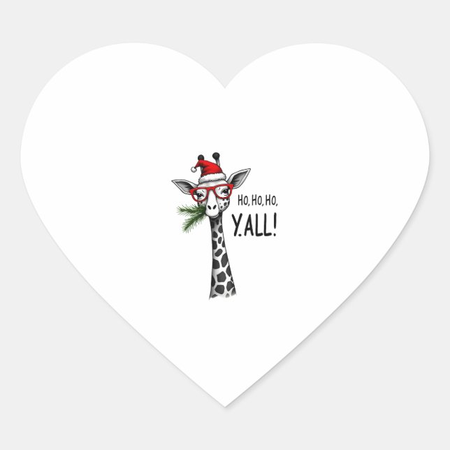 Sticker Cœur Cute Giraffe With Santa Hat Merry Xmas Giraffe Lov (Devant)