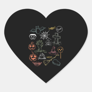 Sticker Cœur Cute Halloween Halloween Boo Citrouille