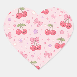 Sticker Cœur Cute Kawaii Bunny Pattern | Pink Pastel Aesthetic