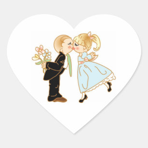 Sticker Cœur Cute Kissing Couple Coeurs Mariages