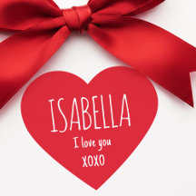 Cute Love Heart Custom Text Name Modern Valentine