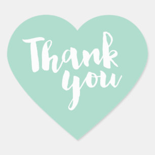 Sticker Cœur CUTE MERCI HEART SEAL script moderne menthe blanc