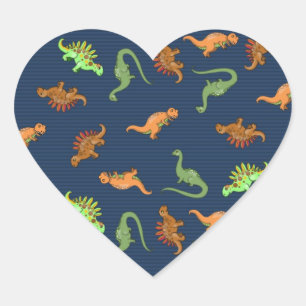 Sticker Cœur Cute Motif Dinosaures