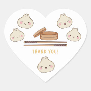 Sticker Cœur Cute Petit Merci de Baby shower Dumpling