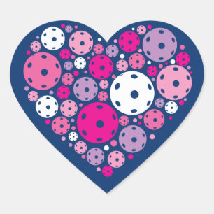Sticker Cœur Cute Pickleball 💘 Valentine, arrière - plan perso