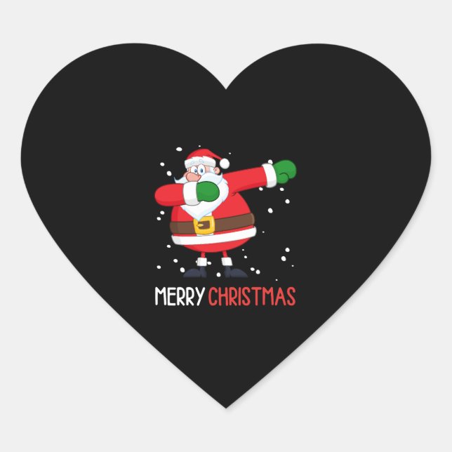 Sticker Cœur Dabbing Santa Claus Dab Dap Noël (Devant)