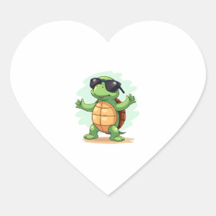 Sticker Cœur Dabbing Sea Turtle Amoureux des animaux Sauvez Les