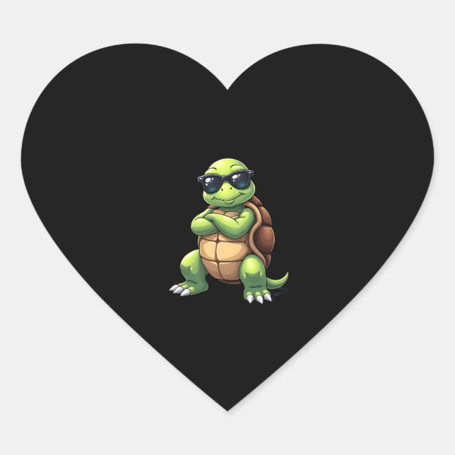 Sticker Cœur Dabbing Sea Turtle Animal Lover Save The Turtles ( (Devant)