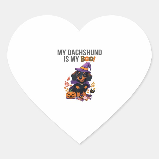 Sticker Cœur Dachshund Halloween Costume Mon Dachshund est Mon  (Devant)