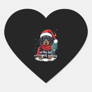 Sticker Cœur Dachshund Santa On The Naughty List Dachshund Chri