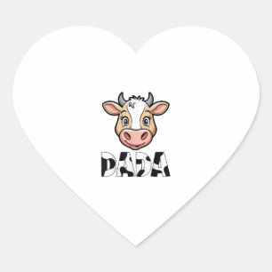 Sticker Cœur Dada Cow Imprimer Vache Motif Fête des pères