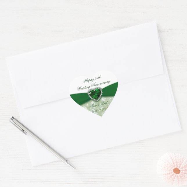 Sticker Cœur Damask 55e anniversaire du Mariage (Enveloppe)