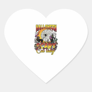 Sticker Cœur Dame de chat effrayante Halloween Faucheuse Lune M