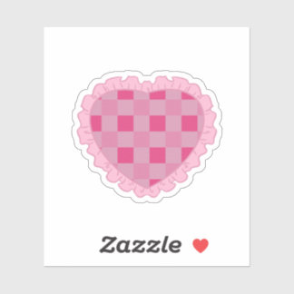 Sticker Cœur damier rose esthétique