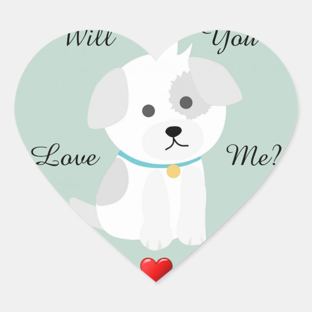 Sticker Coeur d'amour chiot (Devant)