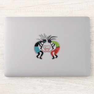 Sticker Coeur d'amour coloré Kokopelli
