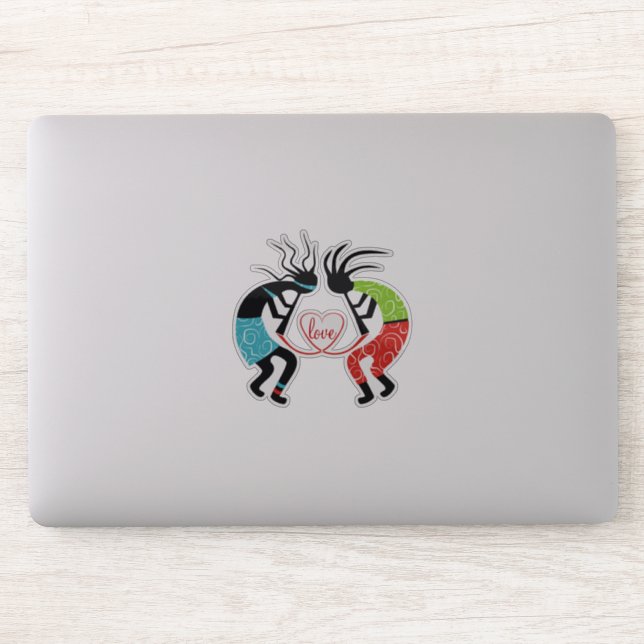 Sticker Coeur d'amour coloré Kokopelli (Ordinateur)