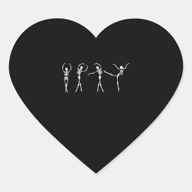 Sticker Cœur Dancing Gymnastique Squelette Halloween (Devant)