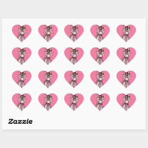 Sticker Cœur Danseur du ventre rose Saint Valentin Coeur