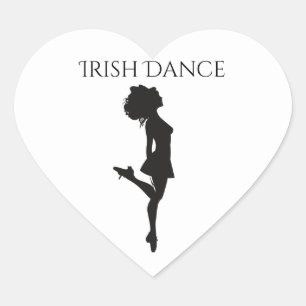 Sticker Cœur Danseur irlandais hard Shoe noir et blanc danse