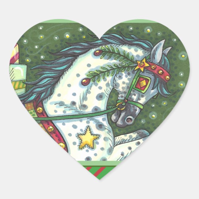 STICKER CŒUR DAPPLE GRAY DANS UN SEUL CHEVAL OUVERT SLEIGH, COL (Devant)