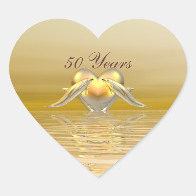 Sticker Cœur Dauphins et Coeur du Golden Anniversaire (Devant)