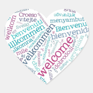 Sticker Coeur de bienvenue (plusieurs langues)